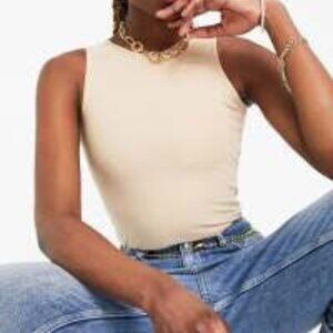 Missguided Tall basics bodysuit with racer neck in sand